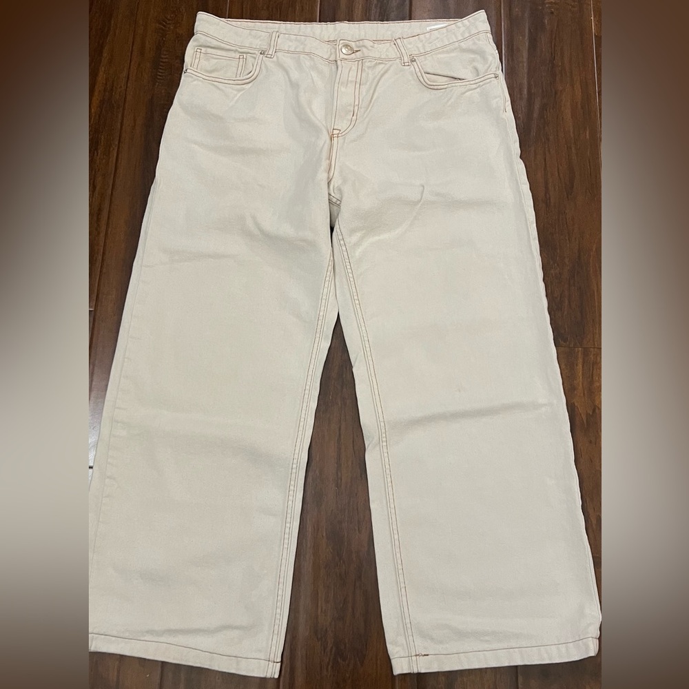 Long tan high waisted jeans